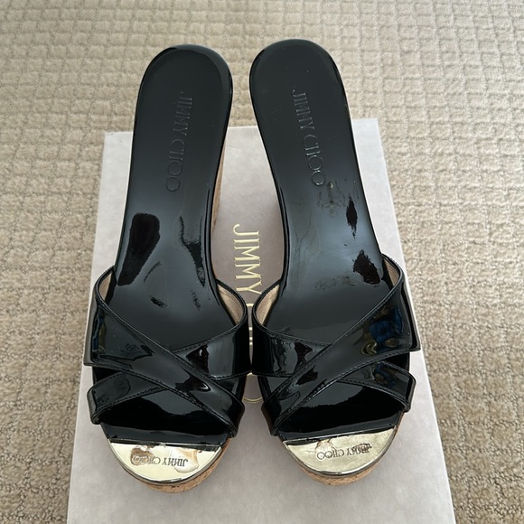 Patent Black Jimmy Choo Perfume Wedges - Picture 2 of 5